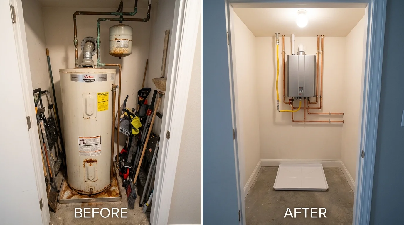 Tank water heater versus wall-mounted tankless unit comparison for Mount Pocono, PA homeowners